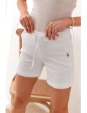 Women\'s shorts with elastic waist, white 631 - Online store - Boutique